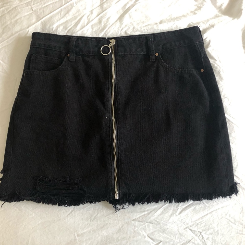 Black Jean Zip Up skirt